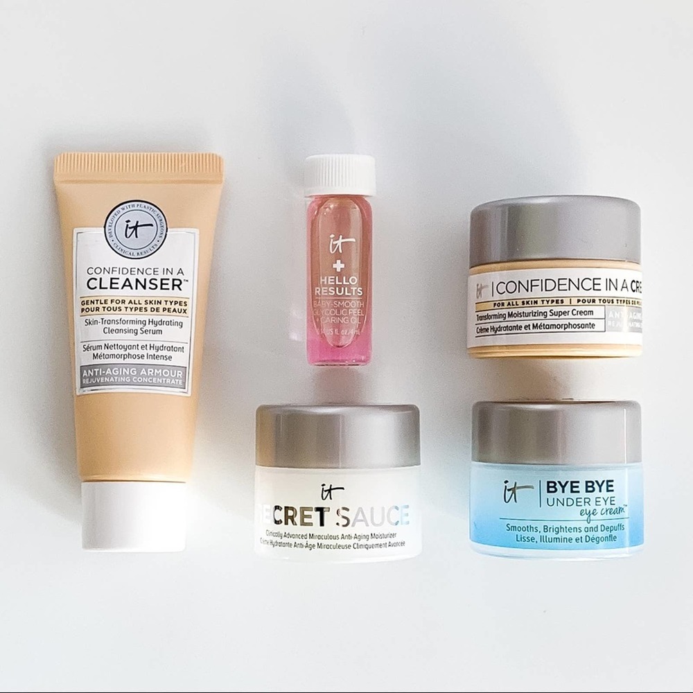 It Cosmetics 5pc TS/SS Cleanser, Cream, Secret Sauce, Eye Cream, Glycolic Peel